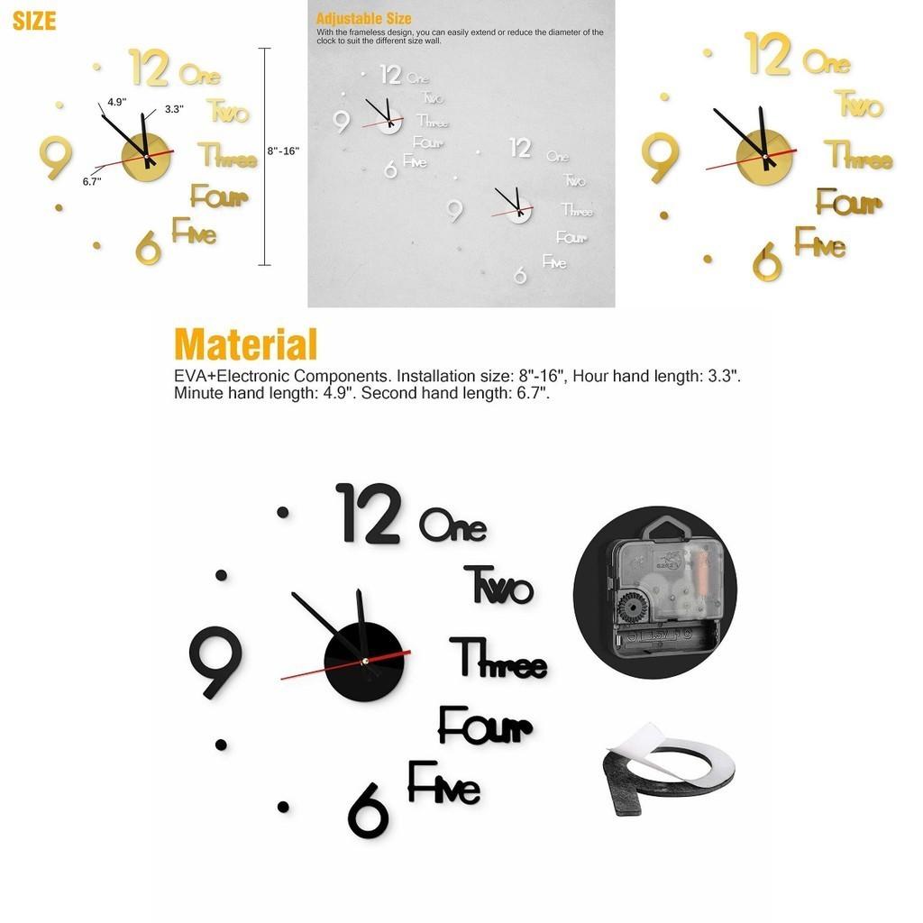 Elegant Large Wall Clock With 3d Stickers And Roman Numerals For Home Decor