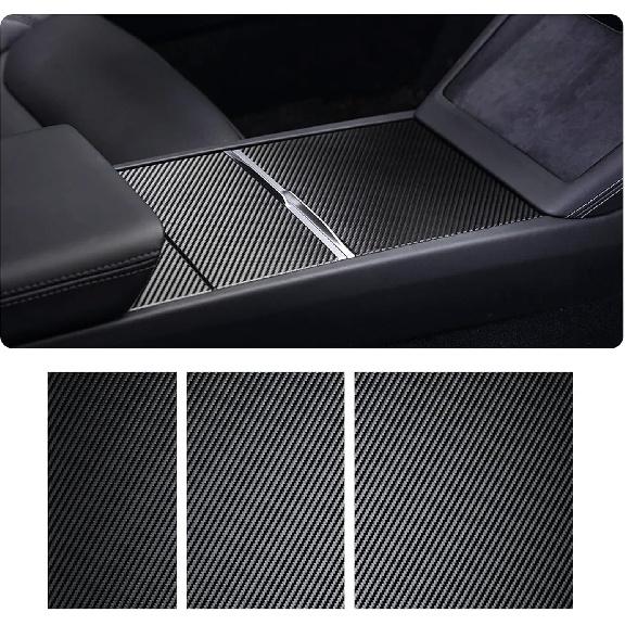 Tesla Model Y Juniper 2025-2026 & Model 3 Highland Center Console Wrap Kit ABS Carbon Fiber Cover Sticker Ultra Slim Interior Protector Decorative