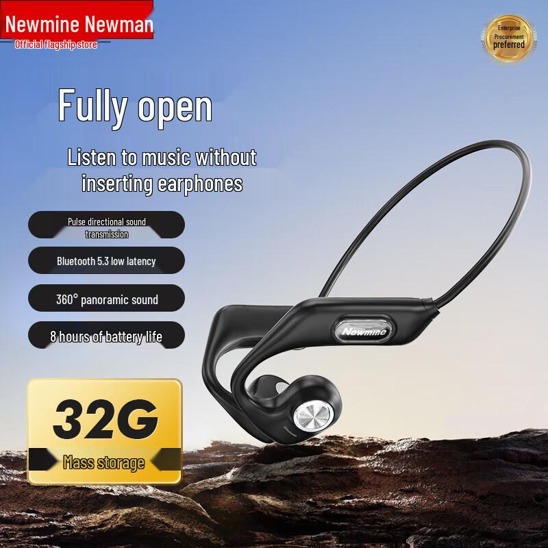 Newman GE13 Bone Conduction Bluetooth Headphones with 32GB Storage