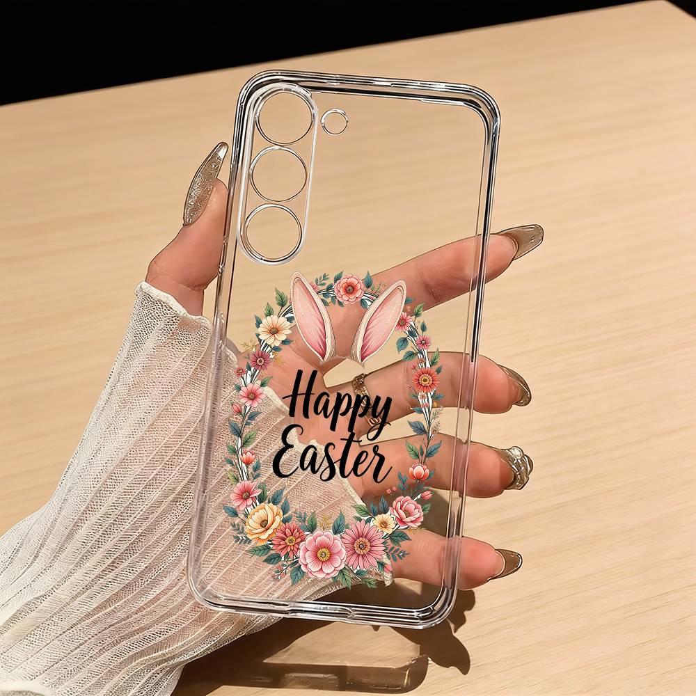 H-Happy Easter Phone Case For Samsung S25,S24,S21,S22,S23,S30,Ultra,S20,Plus,Fe,Lite Transparent Cover