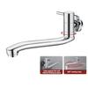 Wall Mounted Single Cold Water Faucet Chrome Plated Stainless Steel Swing Spout Sink Space Saving Tap