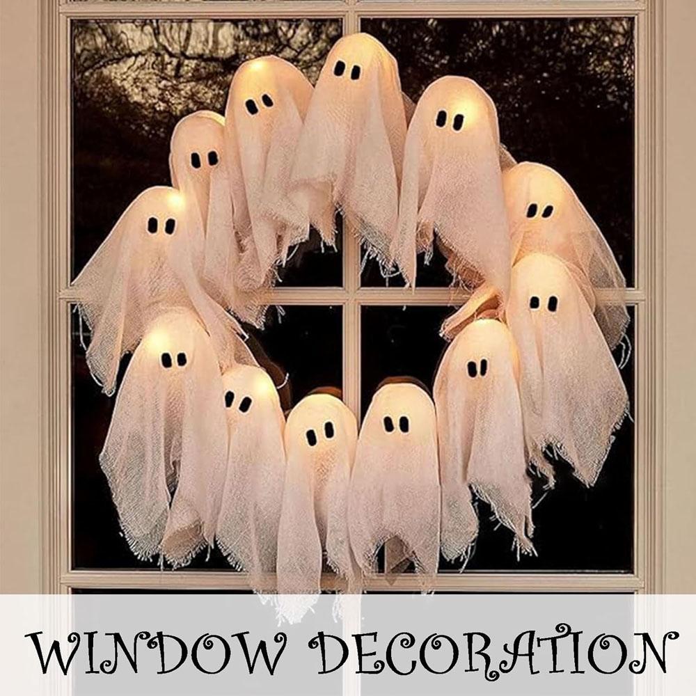 Ghirlanda Fantasma di Halloween per Porta d'Ingresso Ghirlande Decorative Illuminate Decorazione da Appendere per Festa in Casa, Appendiporta Decorazione di Halloween