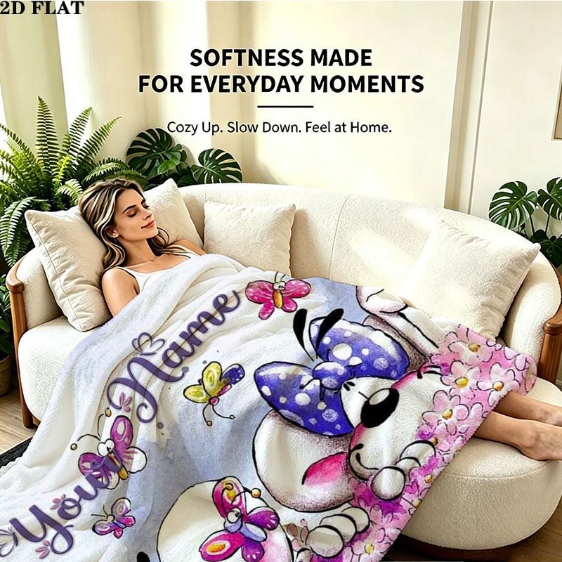 1PC Diddl Custom Name Patterned Flannel Blanket Suitable For All Seasons for Home Decor Warmth and Comfort Gifts Holiday Present