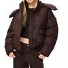 Unisex Winter Solid Color Streetwear Hooded Puffer Jacket Loose Fit Casual Cotton Coat