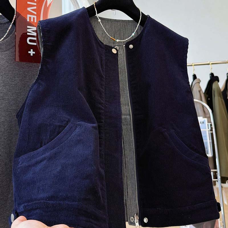 

Жилет для женщин Хлопок Осень Зима Без рукавов Топы Жилет Оверсайз Утепленный Жилет XXXXL темно-синий