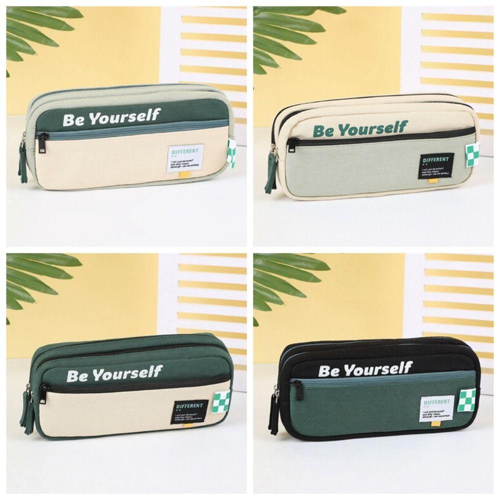 Dirt Resistant Storage Pencil Bag Canvas Cartoon Pencil Cases Student Learning