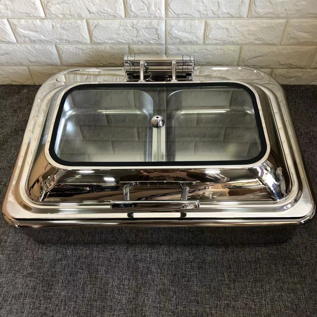 Stainless Steel Buffet Stove Electric Heating Square Hotel Dining Furnace Thicken Insulated Buffet Heating Stove