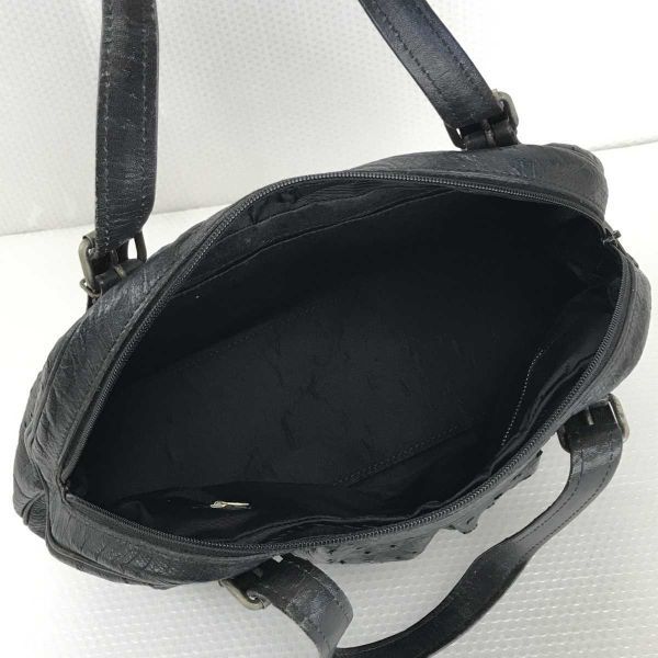 Ostrich Leather Handbag Black(USED)
