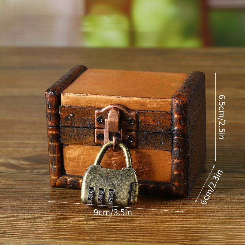 1pc Medieval Retro Jewelry Storage Box Wooden Treasure Jewelry Container Trinket Decor Box Props Pirate Jewelry Display Case