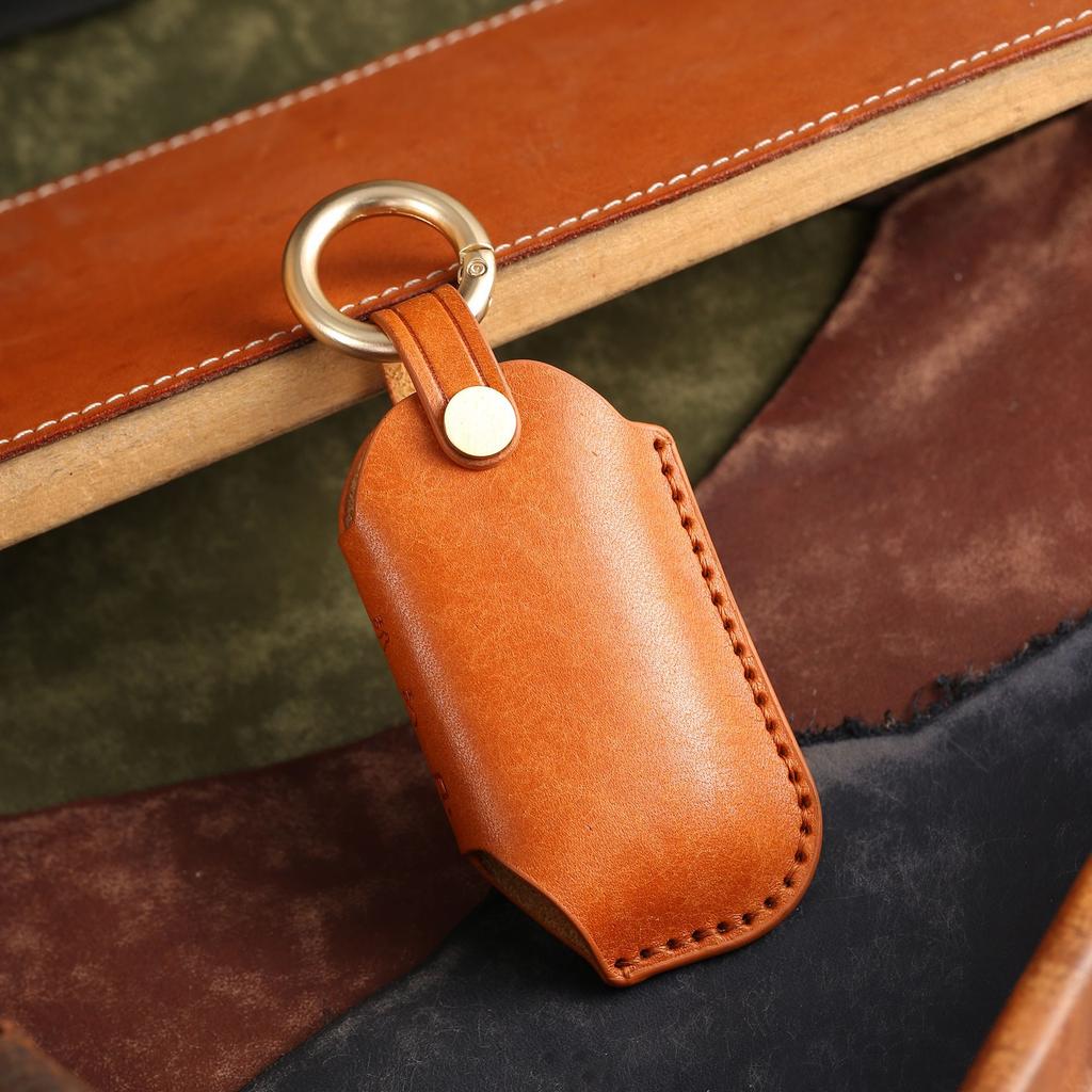 Suitable for Kia New Smart Run Key Cover, Purely Handmade High-end Leather Car Key Bag, Shell Ring.