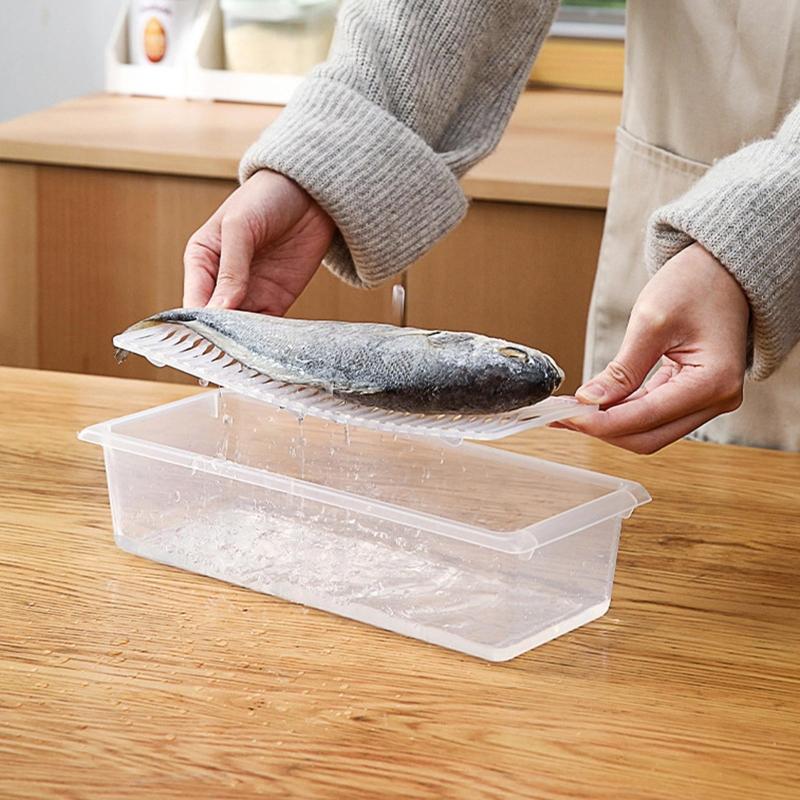 Stackable Fruit Storage Containers for Fridge Removable Drain Tray Containers with Drain Tray Keep  for Veggie