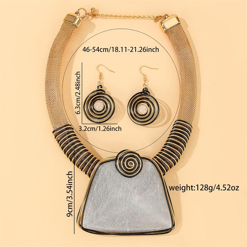 1set Crystal Necklace Earrings Set For Women Vintage Style Colorful Rhinestone Jewelry Set Inlaid Pendant With Lantern Chain