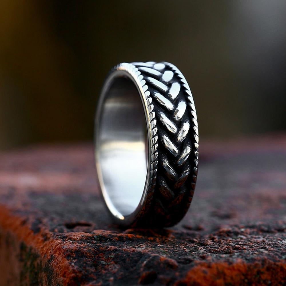Vintage 316L Stainless Steel Wheat Ring Fashion Nordic Viking Celtic Knot Ring for Men Women Simple Party Jewelry Gift Wholesale