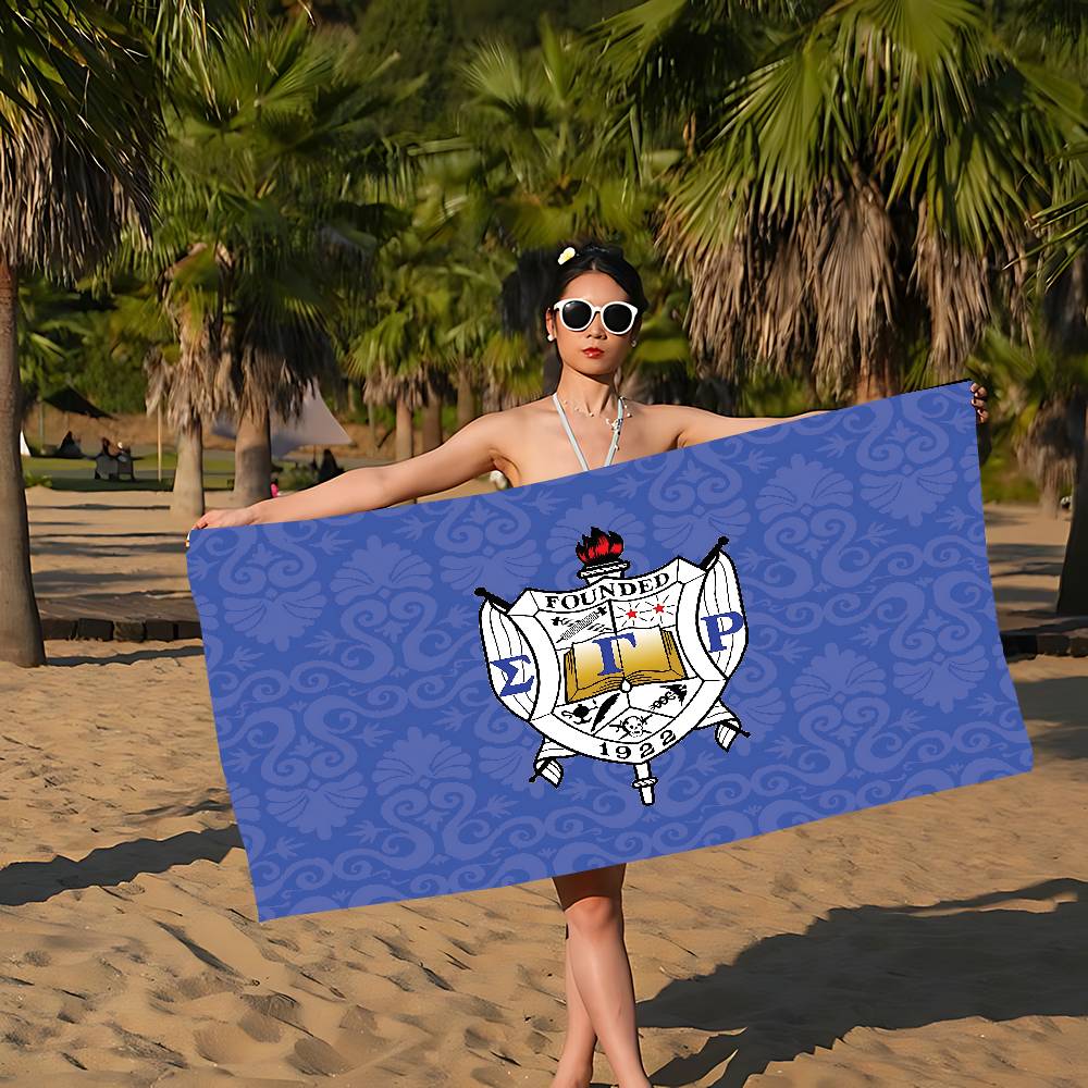 Sigma Gamma Rho LOGO Microfiber Printed Beach Towel Mountain Climbing Yoga Beach Swimming Running Absorbent Soft Towel