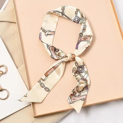 Lenço de Seda Skinny Tira para Cabelo Fita de Seda Lenços Pequenos para Pescoço Fita para Alça de Bolsa Lenço Bandana Fita para Cabelo Feminina Lenço Pequeno