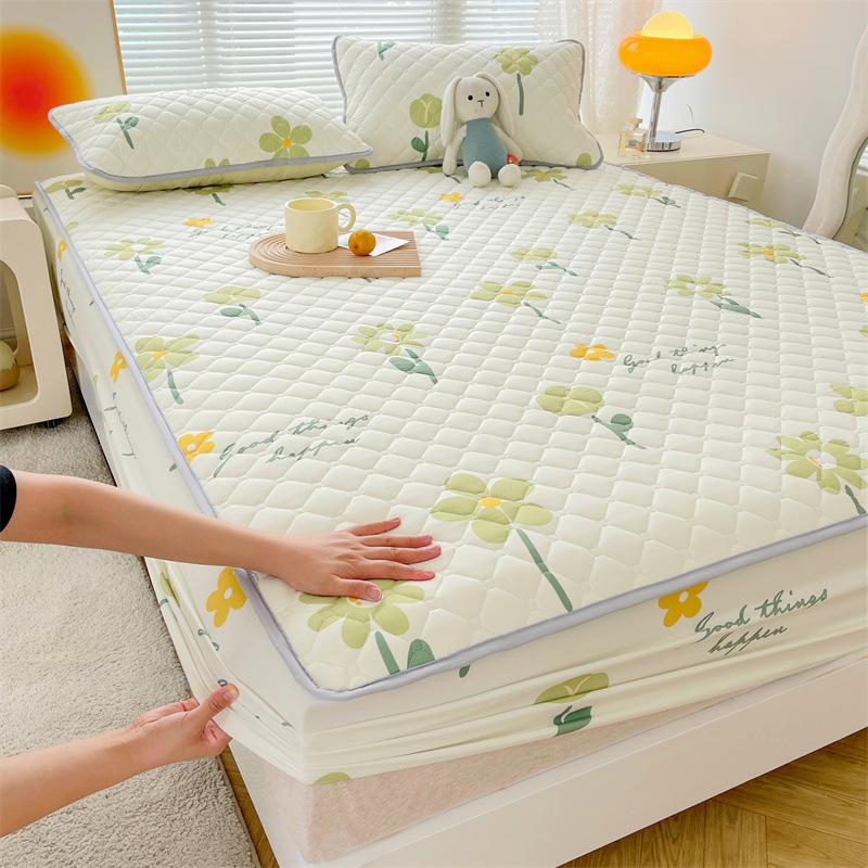 Maternal and Baby Grade Cotton Padded Bed Sheet, Skin Friendly Matte Print, Thickened Simmons Mattress, All Inclusive Protective Cover