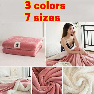 Super Soft Solid Color Double Thick Lambs Fleece Flannel Blanket Air Conditioning Blanket