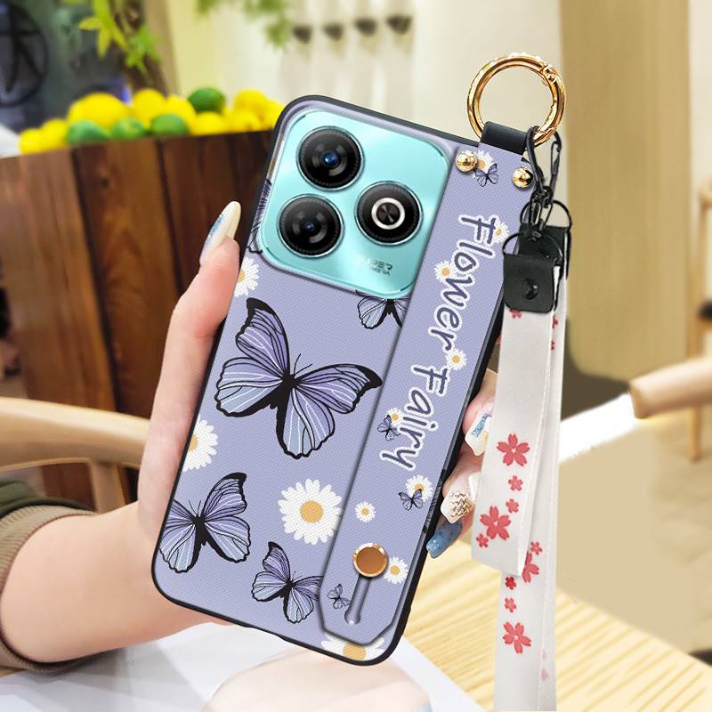 Protective Anti-knock Phone Case For ZTE Blade A75 4G/Z2359 Wristband Wrist Strap Back Cover Shockproof Ring Durable