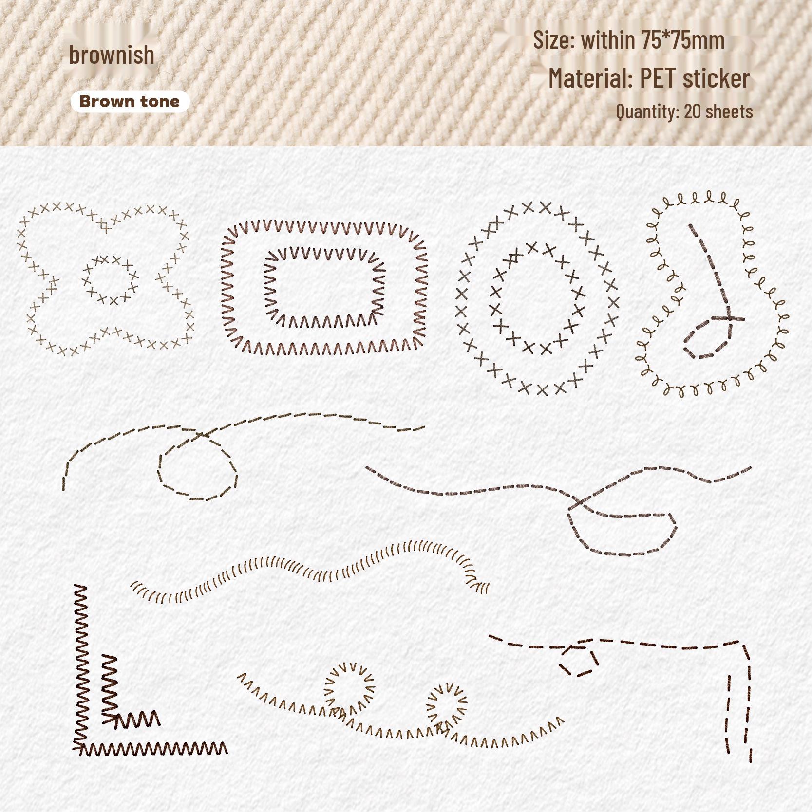 

RetroStory Journal Decoration Stickers - Embroidery Thread Series, PET Material, 20 Sheets