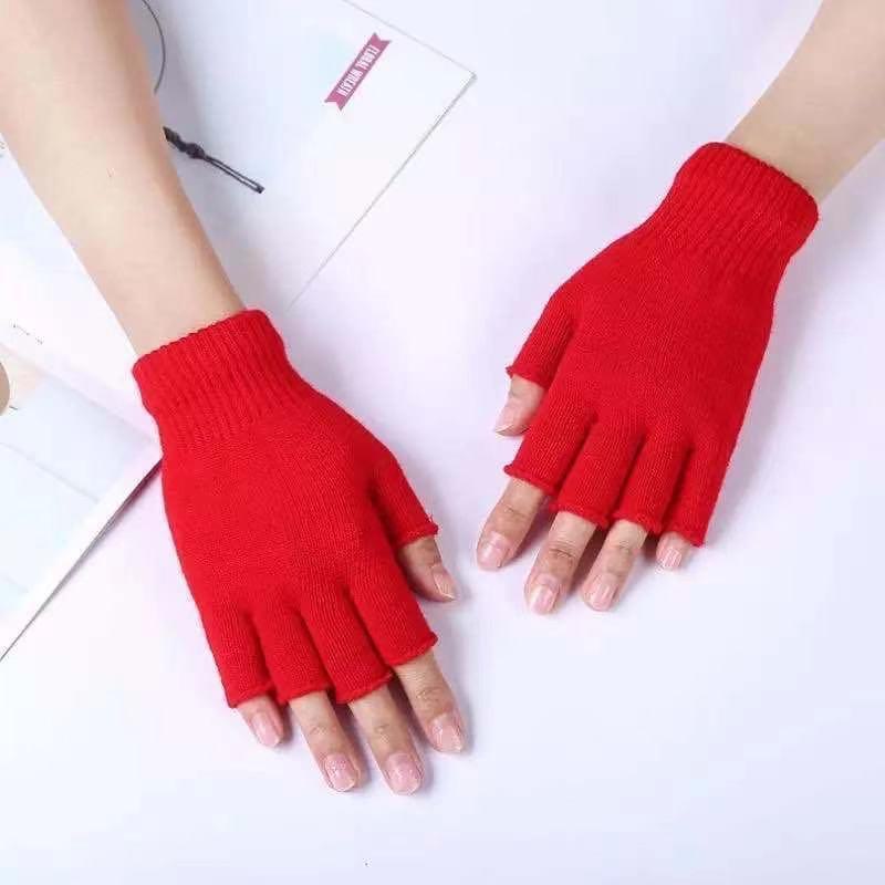 Unisex Cienkie Dzianinowe Rękawiczki Półpalczaste do Zimowej Jazdy na Rowerze, Pisania i Pracy