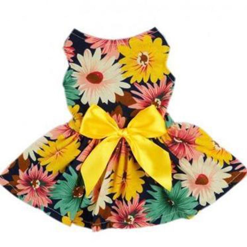 Cute Flower Pet Dress for Dogs Cats Cozy Summer Puppy Skirt Pet Dress Sundress Princess Party Small Dog Skirt Outfit Dog Clothes