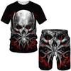 Men Skull 3D Printed Tees/Shorts/Suits Gothic Punk T-Shirt Casual Hip Hop Street Clothing Summer Joggers 2 Piece Sets