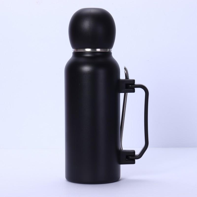 Stainless Steel Insulated Travel Mug With Handle Straw Spoon - 1300ml Large Capacity Vacuum Thermos Gym Office Outdoor