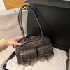 Women's Vintage Bowling Bag Multi-pocket Large Capacity Shoulder Bag Fashion New Underarm Bag Casual And Versatile Handbag