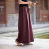 Ladies Summer Literary Retro Cotton and Linen Wide-leg Trousers Skirt Pants