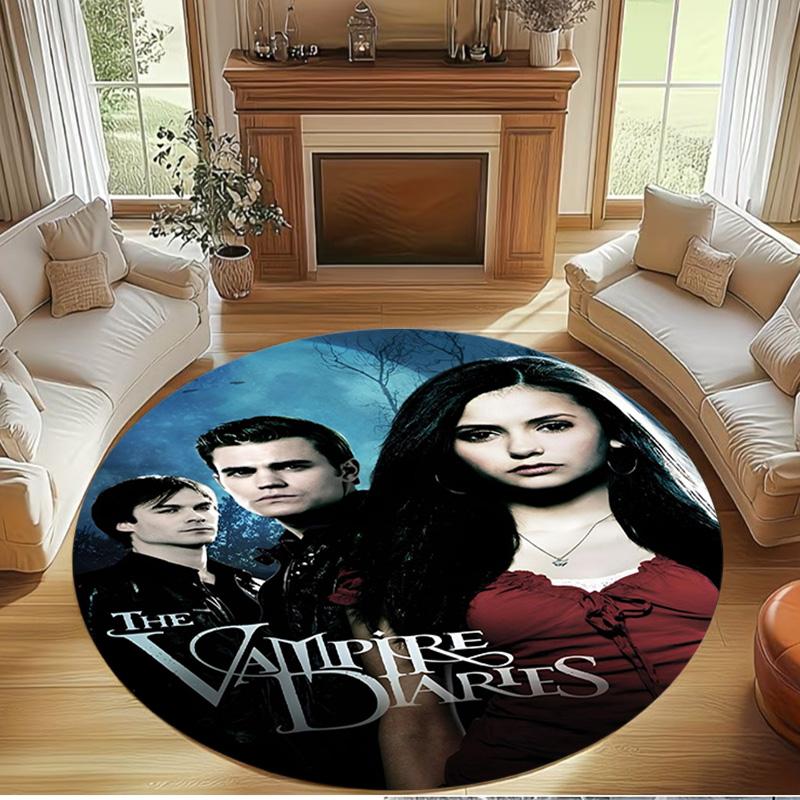 The Vampire Diaries Print Round Rug, Washable Floor Carpet, For Entryway Dorm Laundry Room Office Study, Home Decor Birthday Christmas Gift