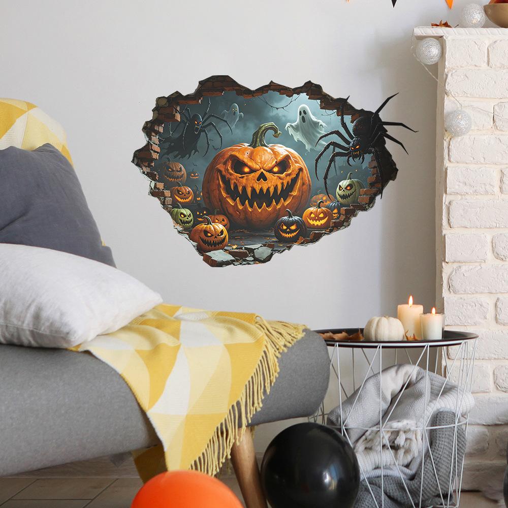 Creative Hole Halloween Pumpkin Ghost Bedroom Living Room Home Wall Decoration Beautification Stickers
