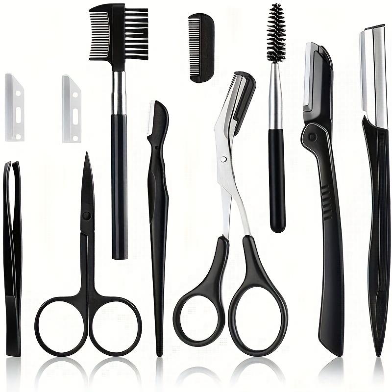 3/4/5/11/12pcs Eyebrow Trimmer Set Scissors Tweezers Eyebrow Razor Scraping Eyebrow Comb Razor Eyebrow Clip Makeup Tools