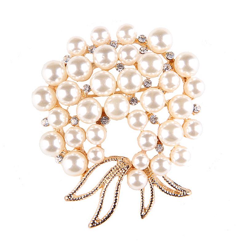 Lanhao Hot-Selling Pearl Swan Rhinestone Flower Brooch - Japanese & Korean Fashion Accessories for Women