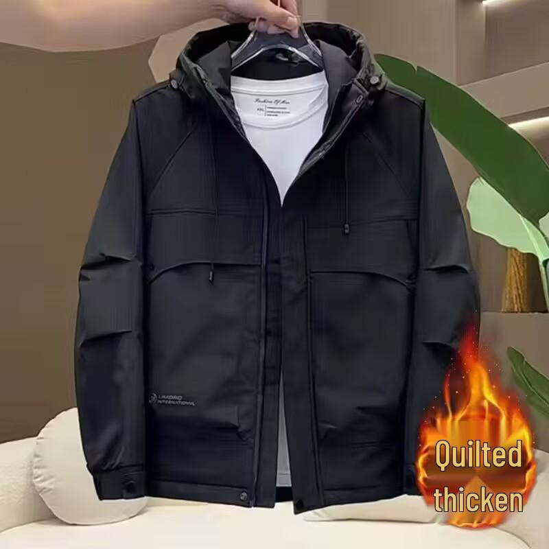 Men s Hooded Windproof Cotton Jacket - Stylish Autumn/Winter Workwear, Versatile & Warm. XXXL