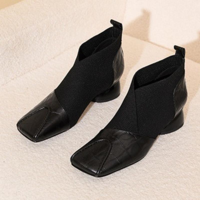 

Женские ботильоны Обувь с квадратным носком Женская зимняя дизайнерская элегантная замшевая платформа Челси Женские ботинки Массивные туфли-лодочки 35 чёрный