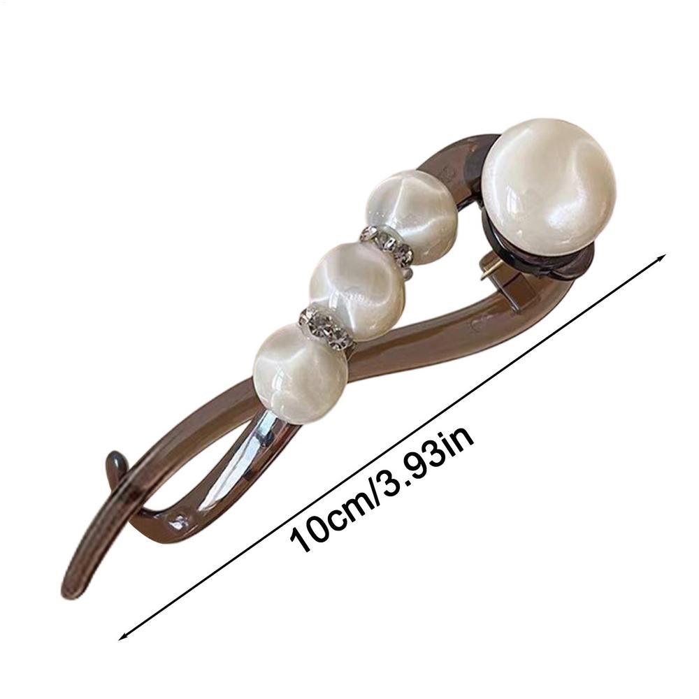 S Shape Elegant Twist Barrette Pearl Decor Non Slip Jaw Fashion Twist Clip Hair Barrettes Ponytail Holder Women Hair Accessories
