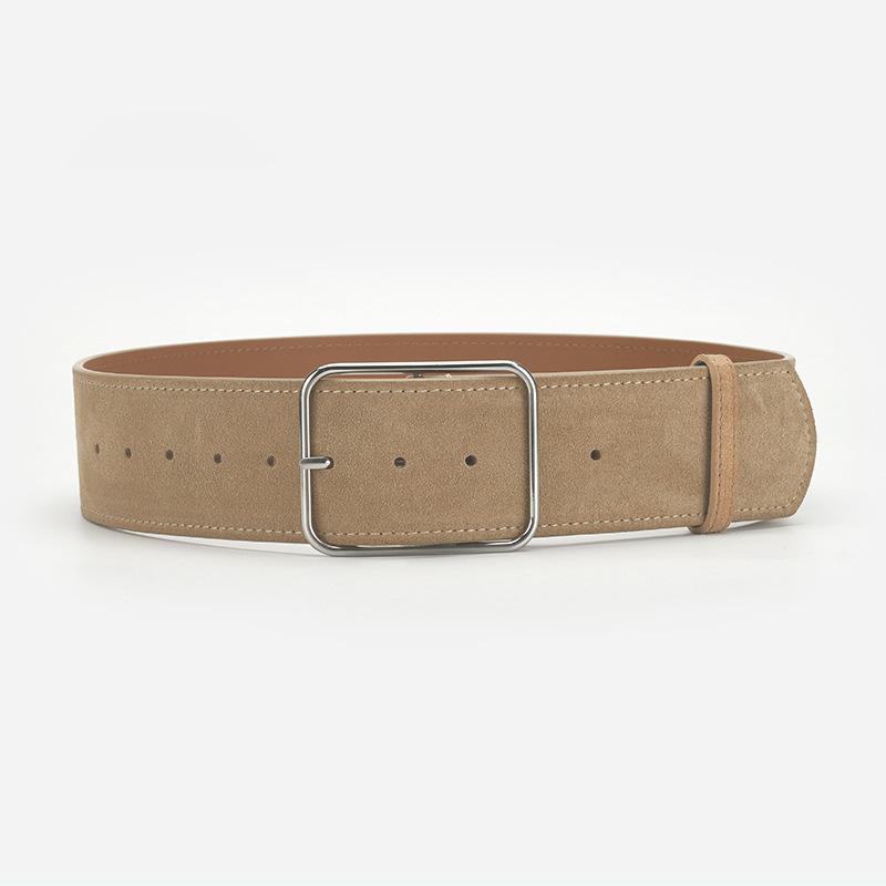 Retro Brede Riem Dames Mat Eenvoudig Met Jeans Rok Riem Gesp Leer Riem 105*5.8cm abrikoos