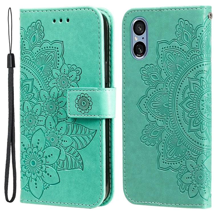 

For Sony Xperia 5 V Case PU Leather Phone Cover Flower Imprinted Wallet