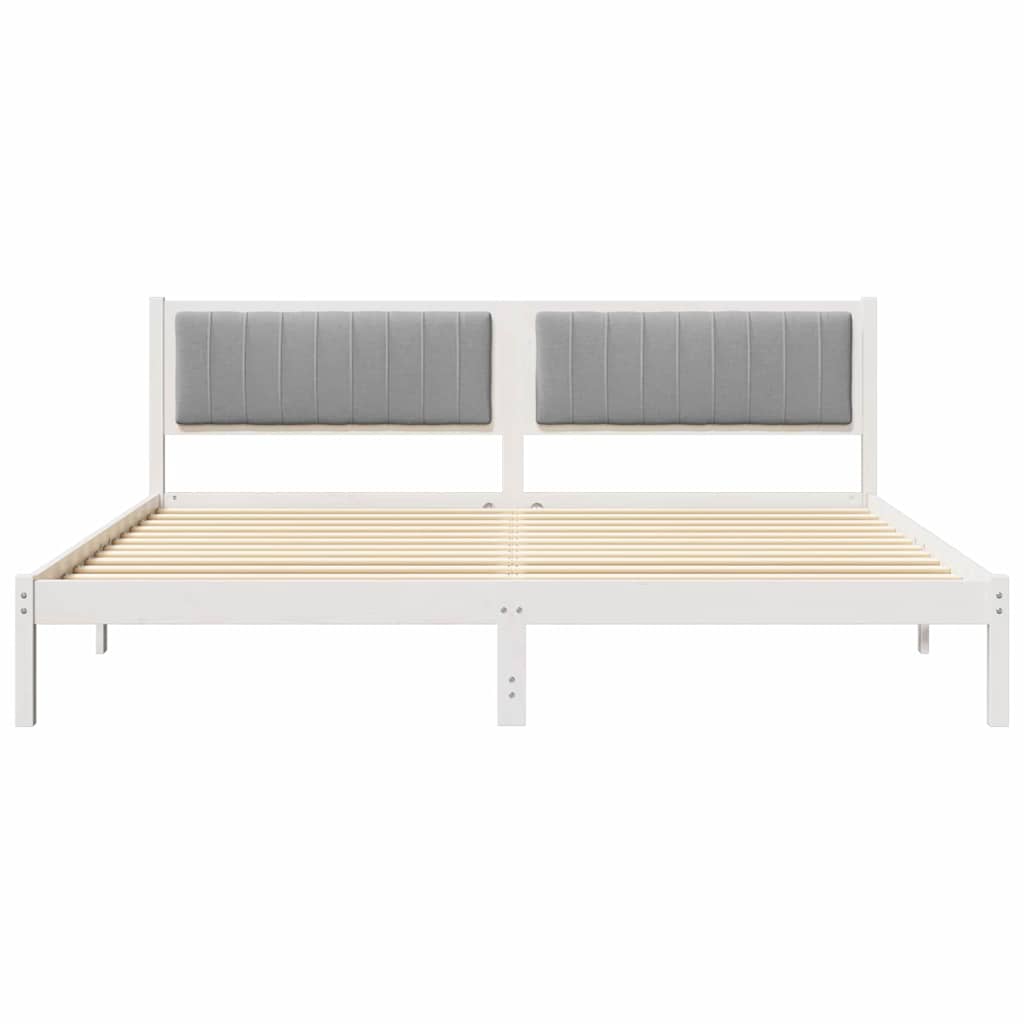 Bed Frame Light Grey 200 x 200 cm Solid Pine Wood