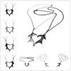 2 Pcs/Set Exquisite Bat Wing Heart Couple Necklace Heart Wing Pendant Necklace Set  Jewelry Decoration Gift for Girl Boy
