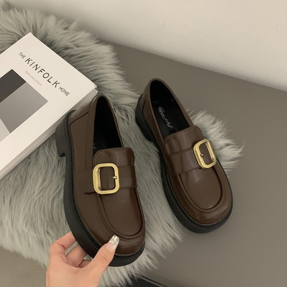 Британский небольшой ароматный стиль с бархатными туфлями для женщин 35 кофейный 3797₽