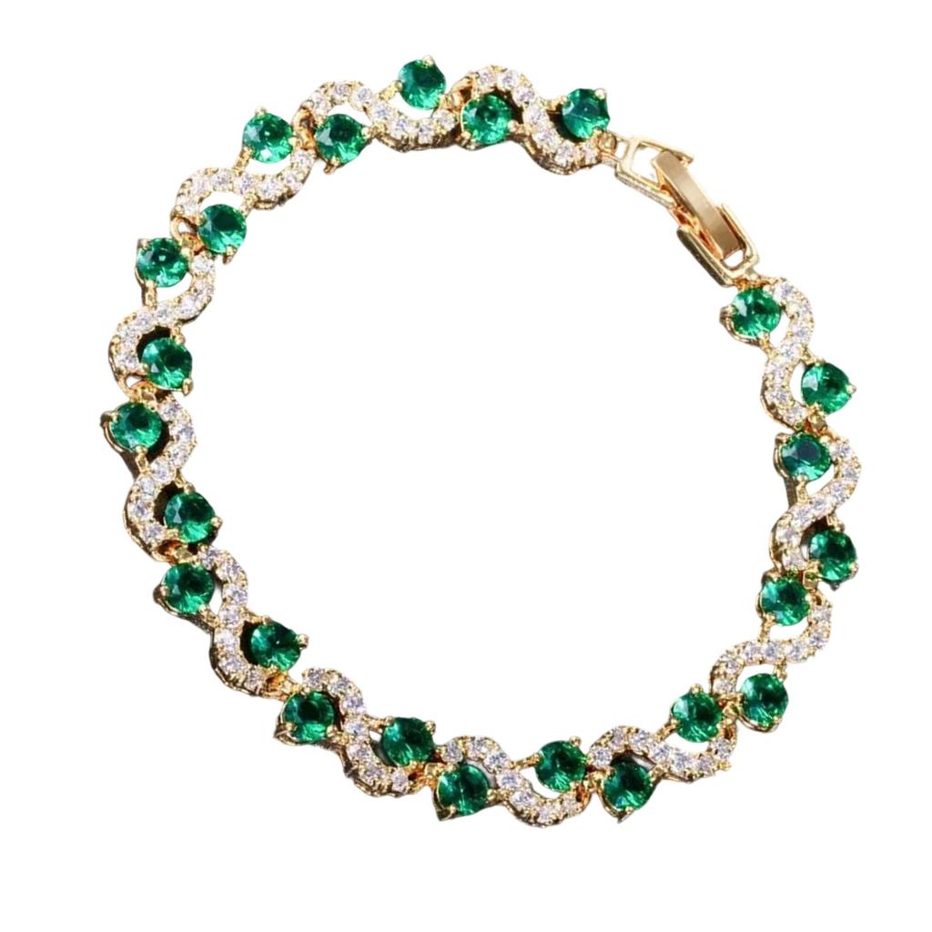 Elegant Tennis Bracelet With Round Cubic Zirconia Stones For Women Simulated Diamonds Wristband Party Accessories