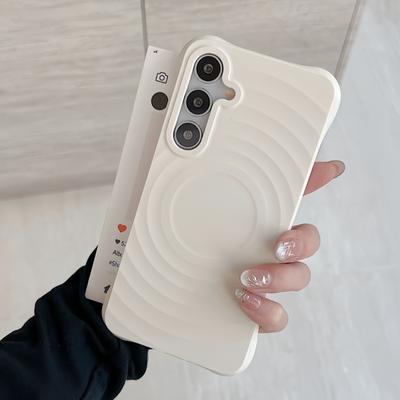 Luxury Water Ripple Liquid Silicone For MagSafe Wireless Charge Case For Samsung S25 S24 S23 Ultra Plus FE Soft Shockproof Cover