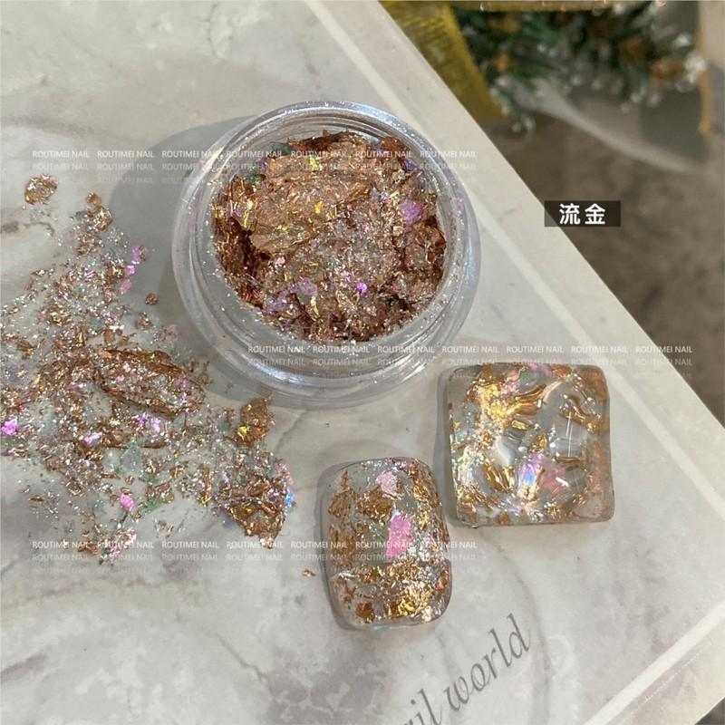 4/1Box Irregular Foil Opal Nail Glitter Sequins Sparkly Gradient Symphony Polarized Flakes Silver Gold Mixed Nail Art Decoration