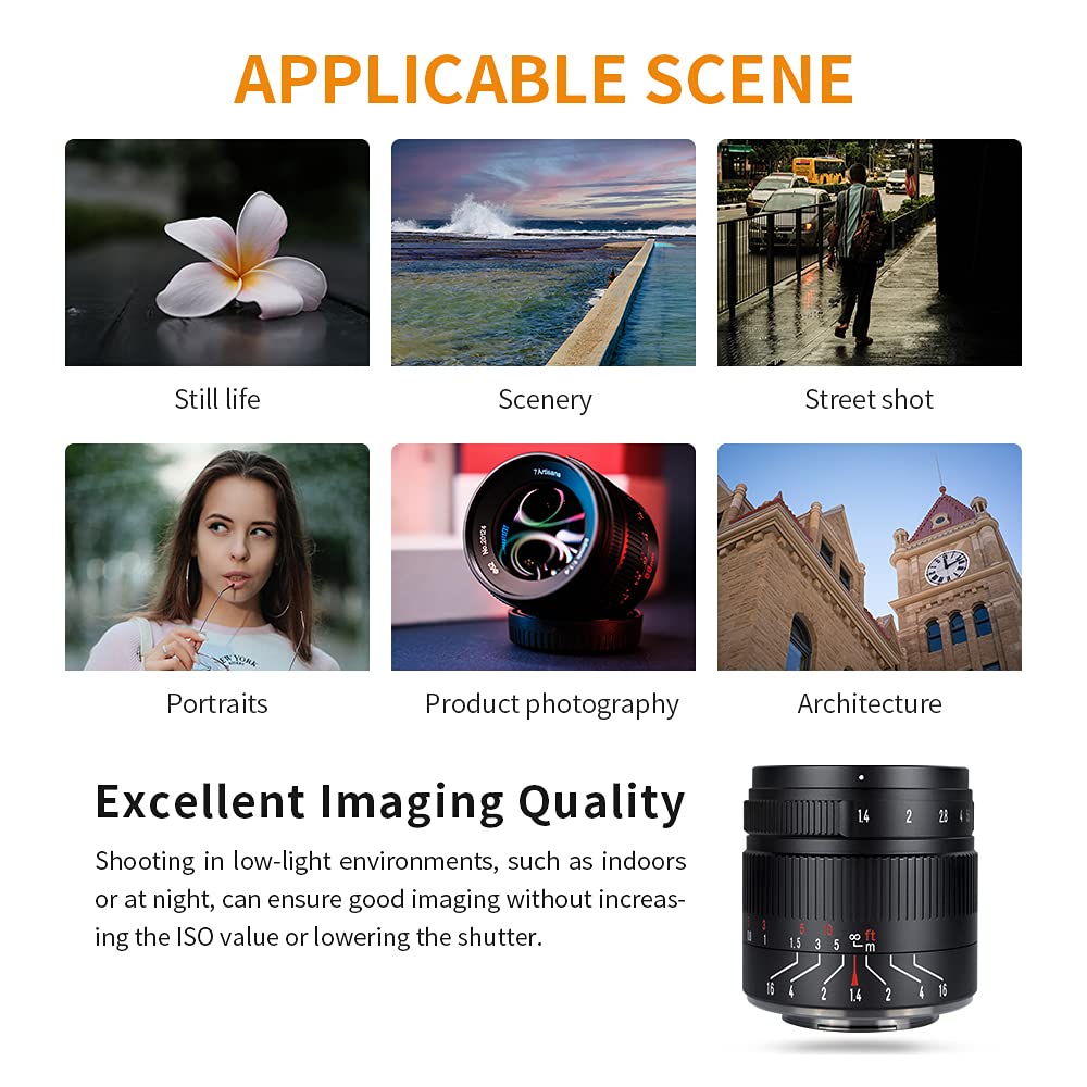 7artisans 55mm Mark Manual Focus Lens Large Aperture Mirrorless Camera Lens forFuji X F1.4 IIAPS-C X-A1 X-A10 X-A2 X-A3 X-T1 X-T10 X-T2 X-T20 X-E2