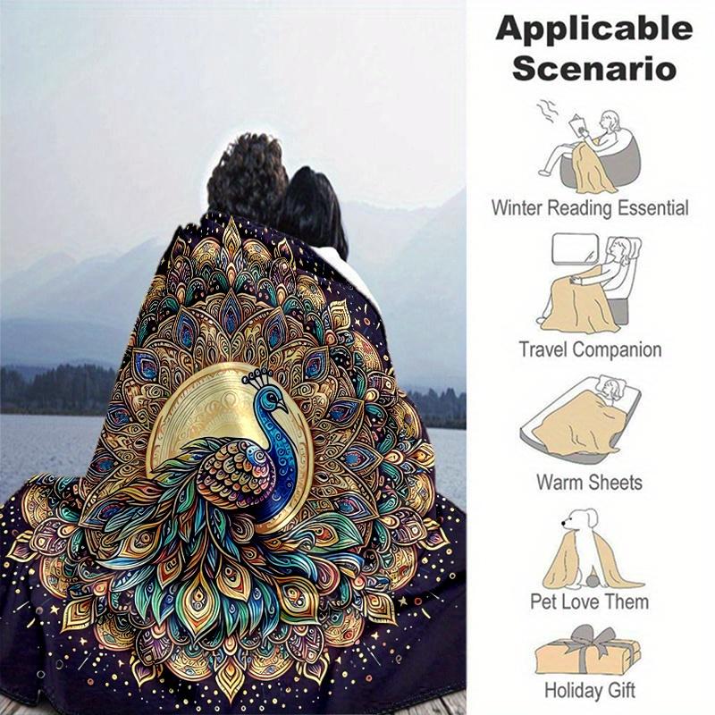 1pc Beautiful Peacock Blanket Cute Movie Characters,Living Room, Travel, Camping, Car Blankets