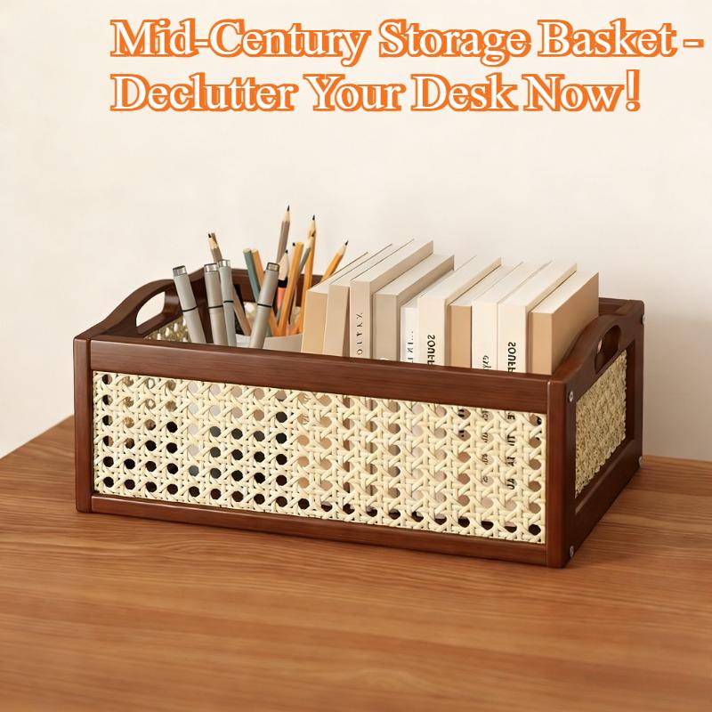 Un cestino portaoggetti versatile per la tua scrivania in stile Mid-Century Modern, completo di manici