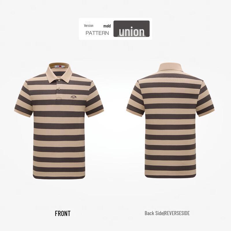 Goldlion Men's Striped Color Block Short Sleeve Polo Shirt
