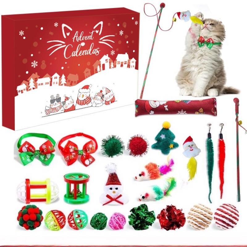 Pet Surprise Box Christmas Countdown Advent Calendar - 12/24 Days Cat Toy Blind Box Cats Accessories