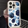 Phone Case for iPhone 17 Air 16E 15 16 Pro Max Geometric Marble Pattern Cover 14 Plus 13 12 Mini Soft Shell Silicone Fundas